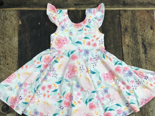 ( Moq 5 ) Preorder Baby Girls Short Sleeves Flower Knee length Dress