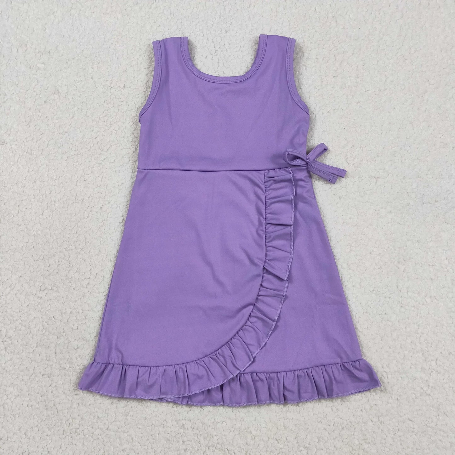 Sibling Baby Girl Kids Sleeveless Bows Knee Length Yoga Active Ruffle Dresses RTS