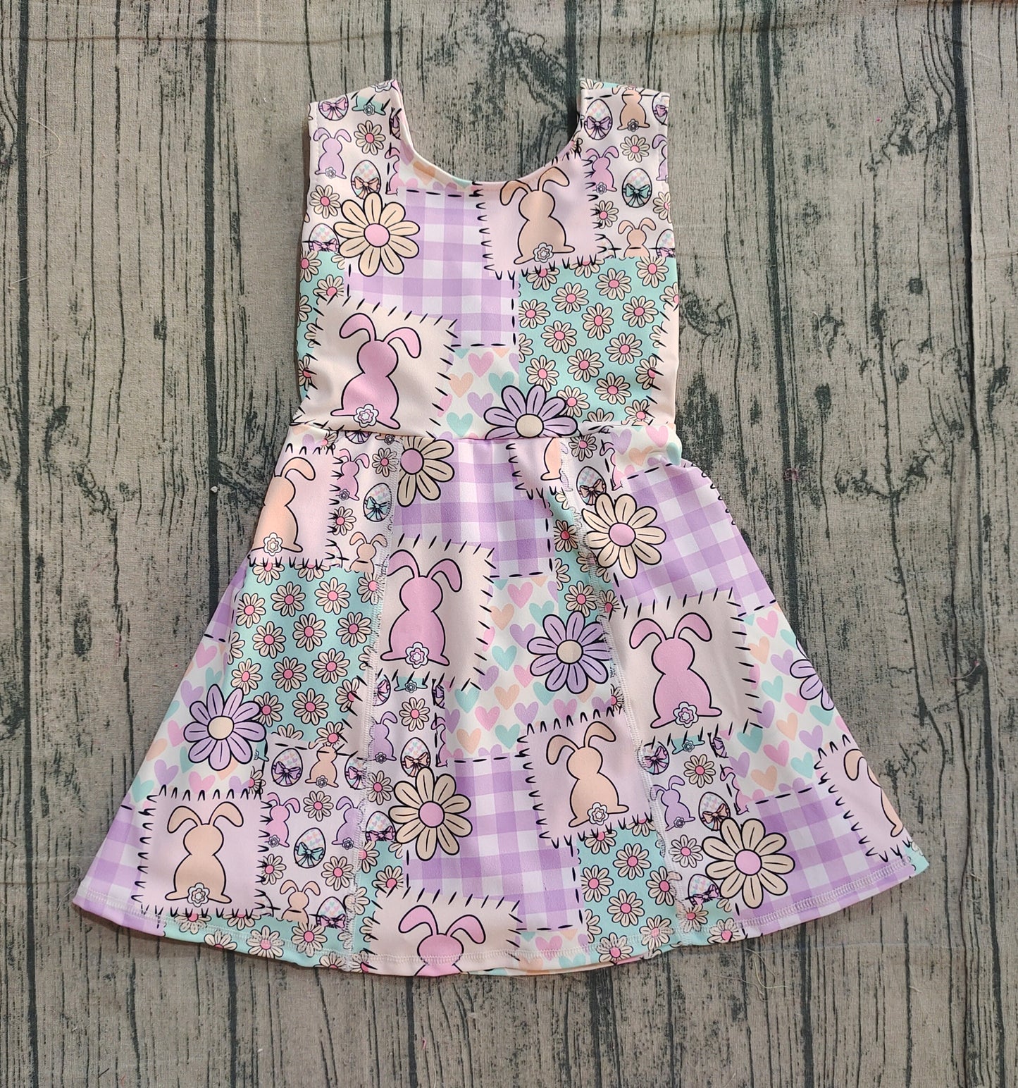 Baby Girls Kids Sleeveless Rabbits Flower Hearts Easter Yoga Knee Length Shorts Dress RTS