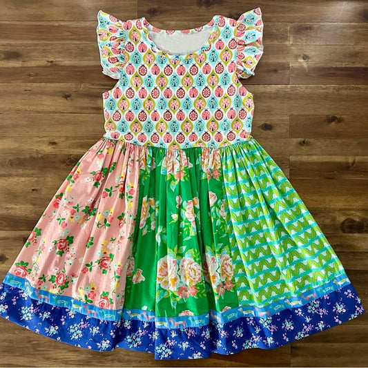 ( Moq 5 ) Preorder Baby Girls Toddler Short Sleeves Flower Ruffle Knee Length Dress