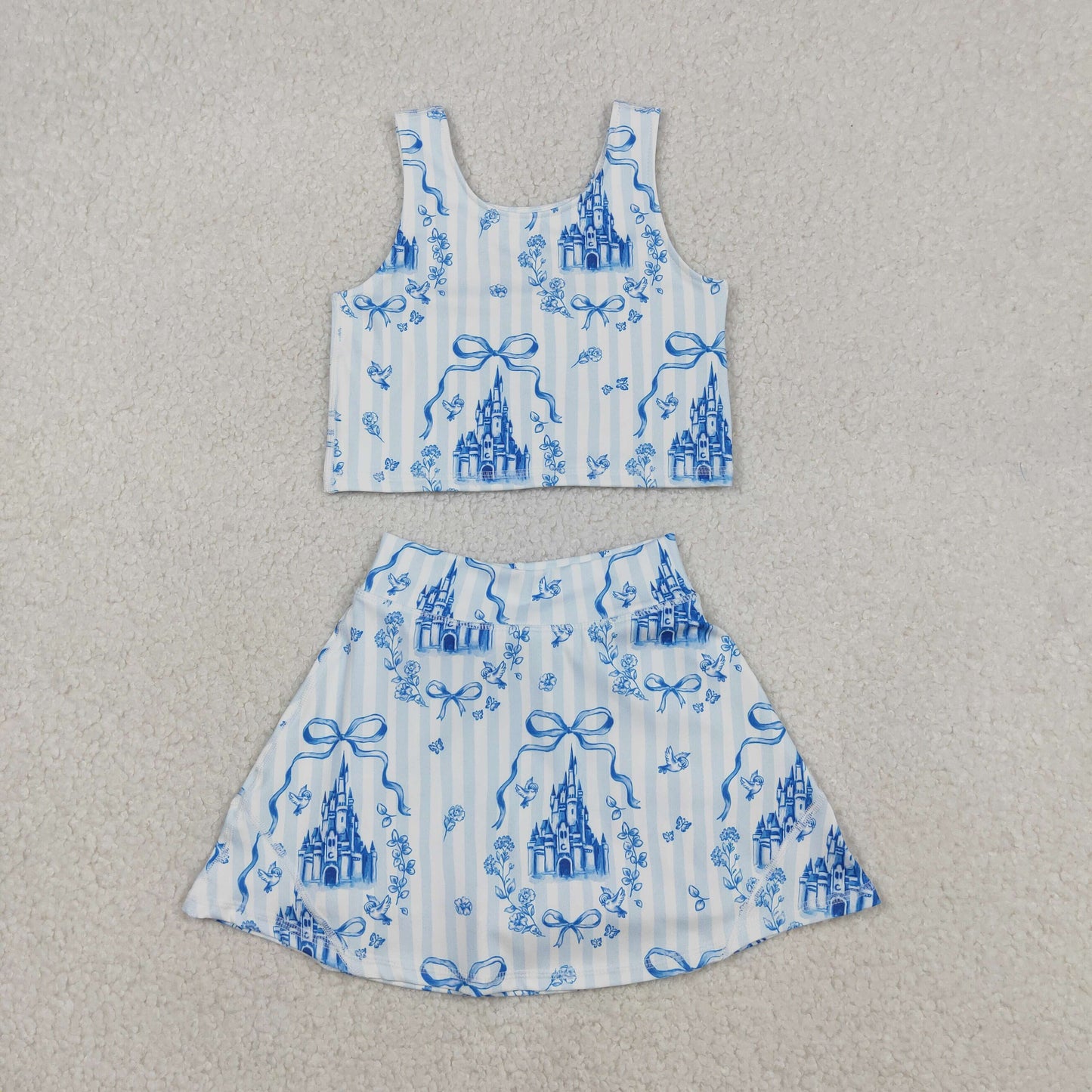 Sibling Baby Girls Kids Bows Castles Tops Skirts Shorts Yoga Active Sets Clothes RTS