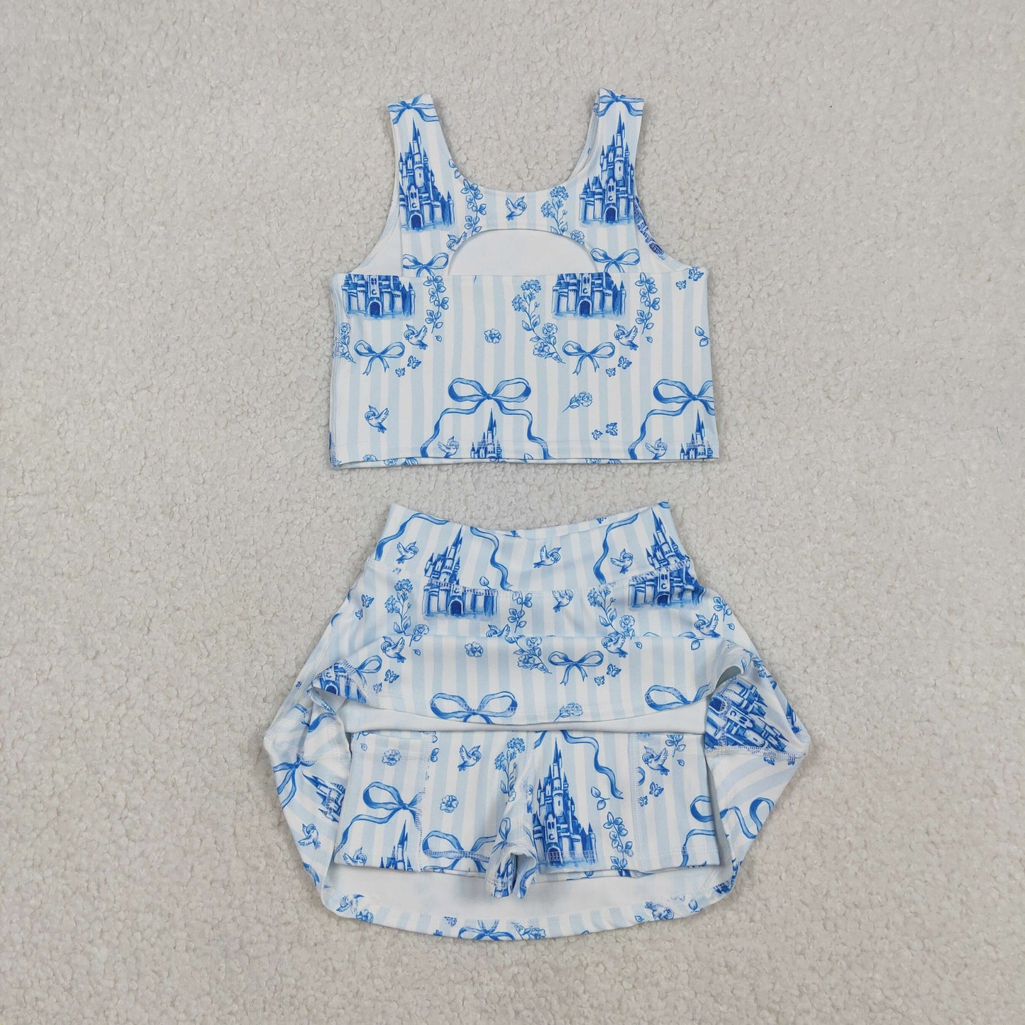 Sibling Baby Girls Kids Bows Castles Tops Skirts Shorts Yoga Active Sets Clothes RTS