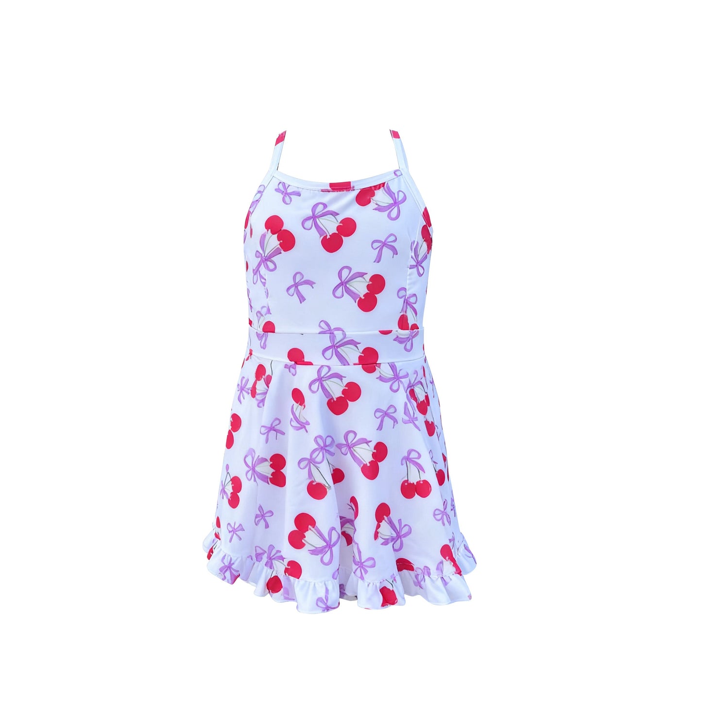 ( Moq 5 ) Preorder Baby Girls Sleeveless Cherry Bows Yoga Knee Length Dress