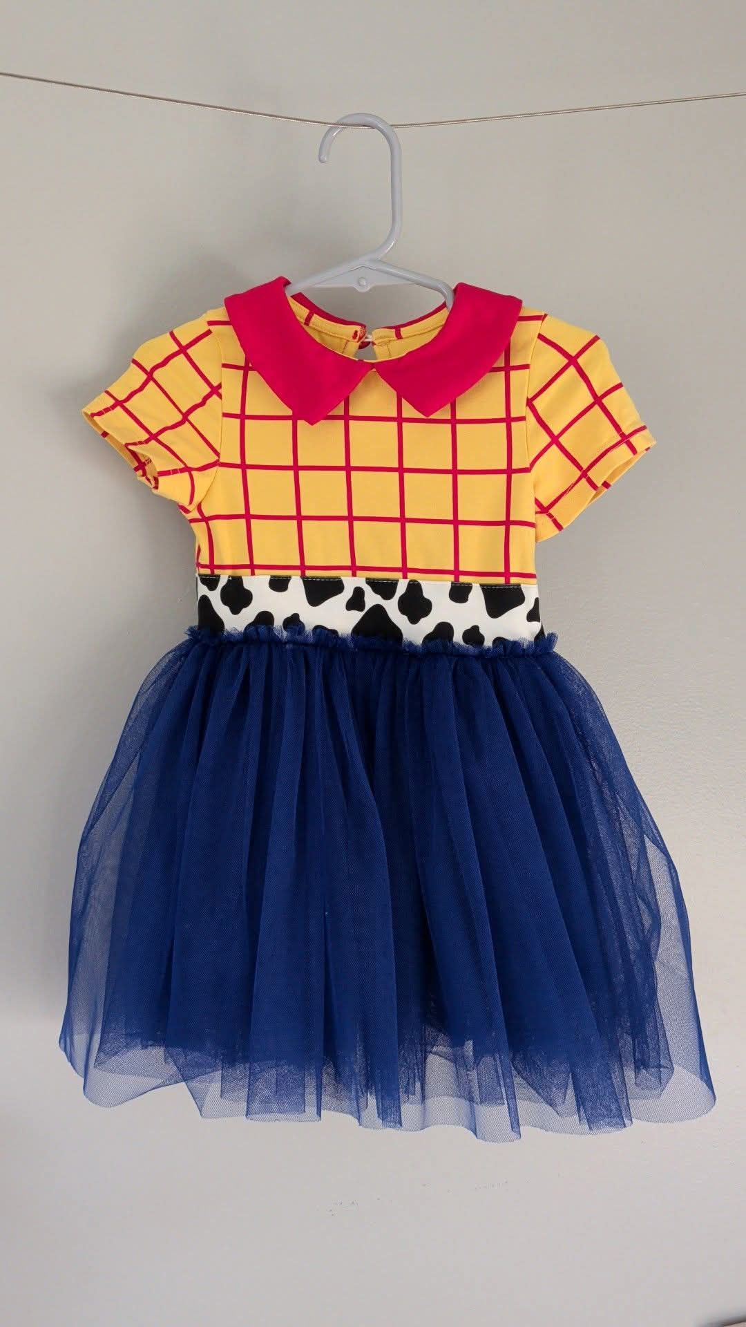 ( Moq 5 ) Preorder Baby Girls Checked Short Sleeves Navy Tulle Knee Length Dress