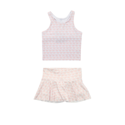 ( Moq 5 ) Preorder Baby Girls Sleeveless Bows Tops Skirt Shorts Yoga Clothes Set