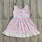 Baby Girls Kids Sleeveless Bows Pink Plaid Knee Length Dress RTS