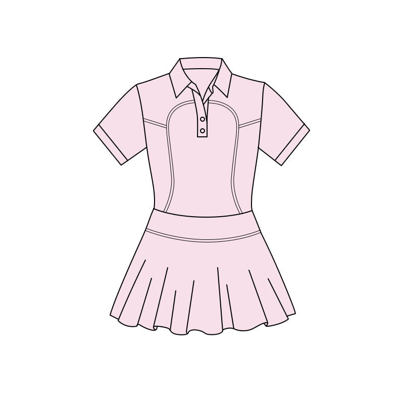 ( Moq 5 ) Preorder Baby Girls Pink Short Sleeves Buttons Yoga Knee Length Dress
