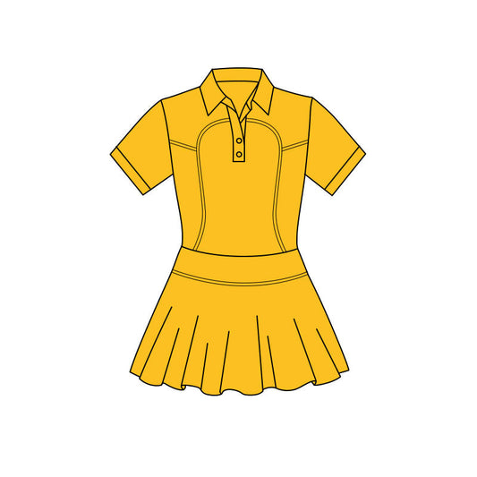 ( Moq 5 ) Preorder Baby Girls Short Sleeves Buttons Yoga Knee Length Dress