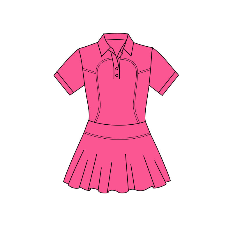 ( Moq 5 ) Preorder Baby Girls Short Sleeves Buttons Yoga Pink Knee Length Dress