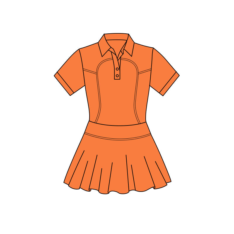 ( Moq 5 ) Preorder Baby Girls Orange Short Sleeves Buttons Yoga Knee Length Dress
