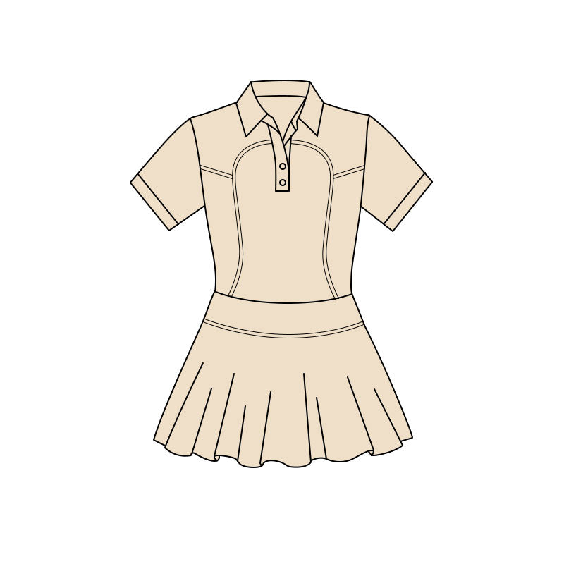 ( Moq 5 ) Preorder Baby Girls Khaki Short Sleeves Buttons Yoga Knee Length Dress