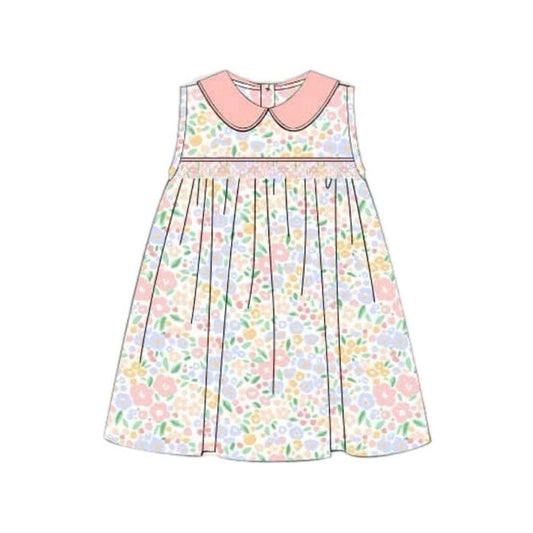 ( Moq 5 ) Preorder Baby Girls Kids Sleeveless Floral Knee Length Dress