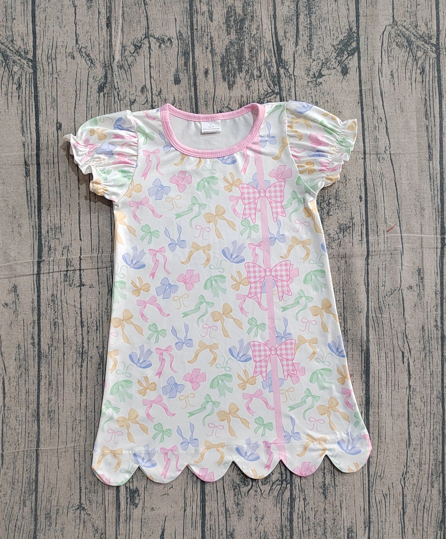 Baby Girls Kids Short Sleeves Colorful Bows Knee Length Dress RTS