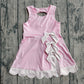 ( No moq ) Preorder Baby Girls Sleeveless Bows Yoga Shorts Ruffle Knee Length Pink Dress