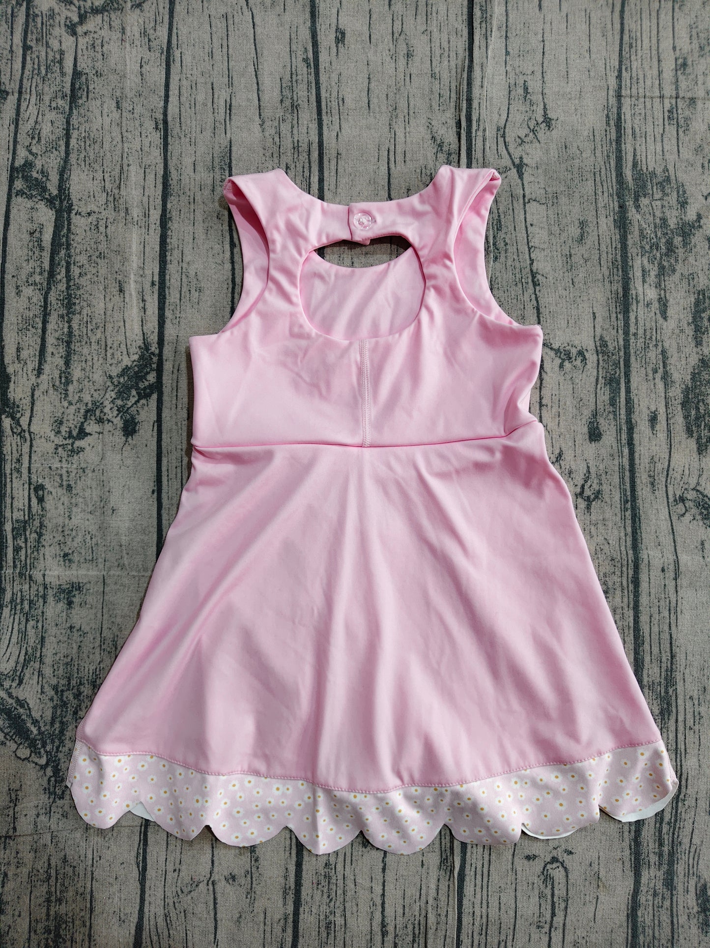 ( No moq ) Preorder Baby Girls Sleeveless Bows Yoga Shorts Ruffle Knee Length Pink Dress