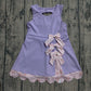 Baby Girls Kids Sleeveless Bows Yoga Shorts Ruffle Knee Length Purple Dress RTS