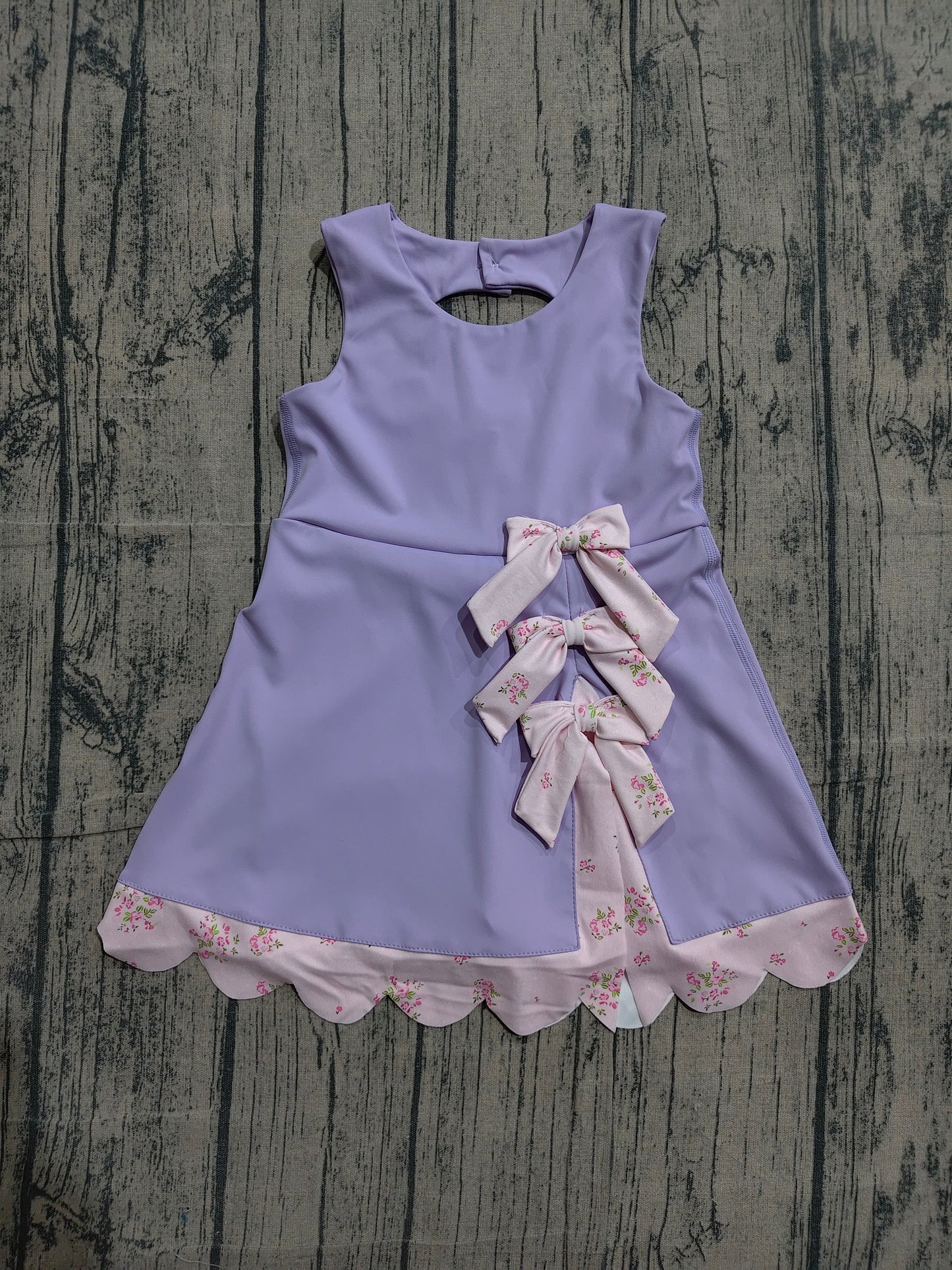 Baby Girls Kids Sleeveless Bows Yoga Shorts Ruffle Knee Length Purple Dress RTS