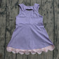 Baby Girls Kids Sleeveless Bows Yoga Shorts Ruffle Knee Length Purple Dress RTS