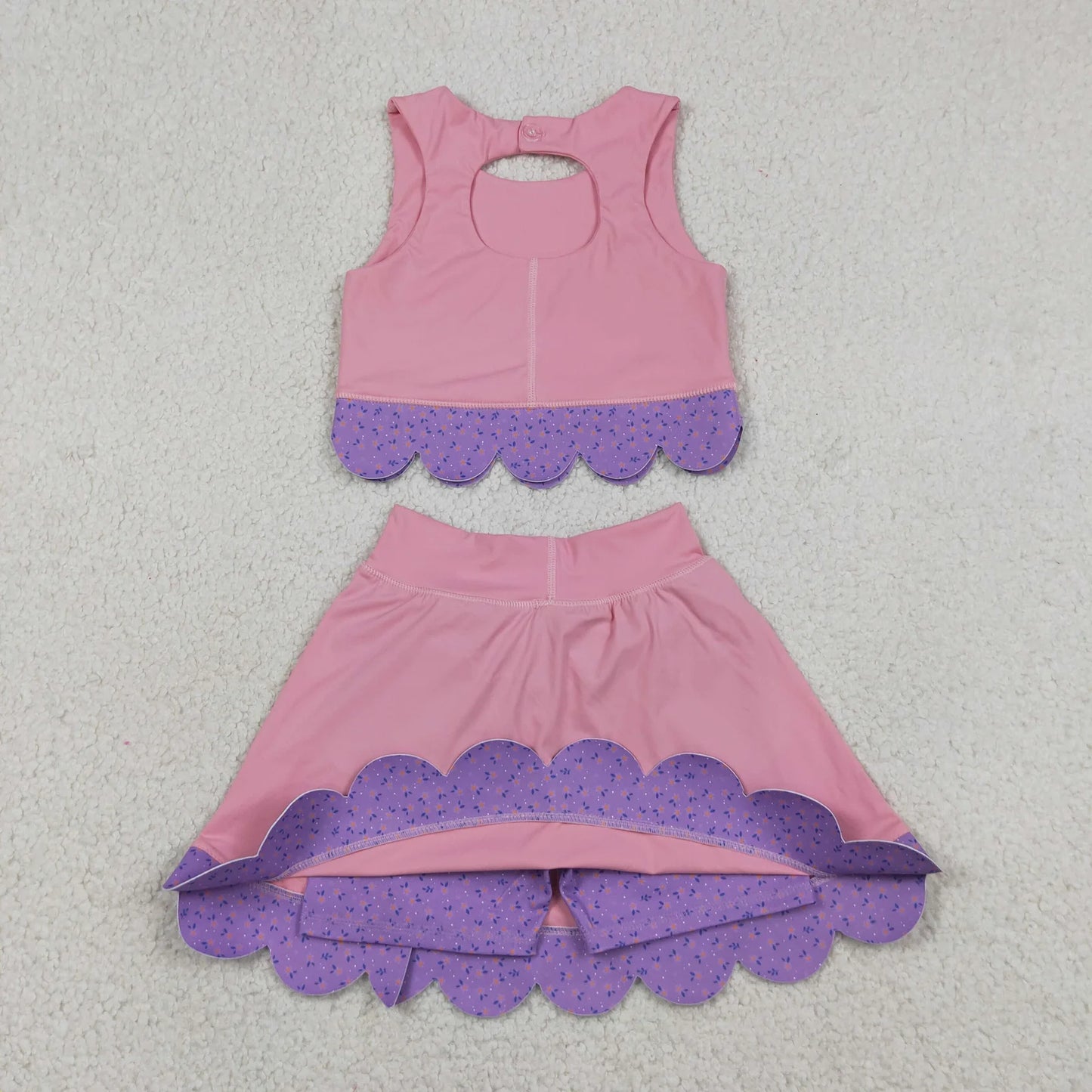 Sibling Baby Girls Kids Sleeveless Tops Bows Skirt Shorts Yoga Clothes Sets RTS
