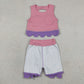 Sibling Baby Girls Kids Sleeveless Tops Bows Skirt Shorts Yoga Clothes Sets RTS