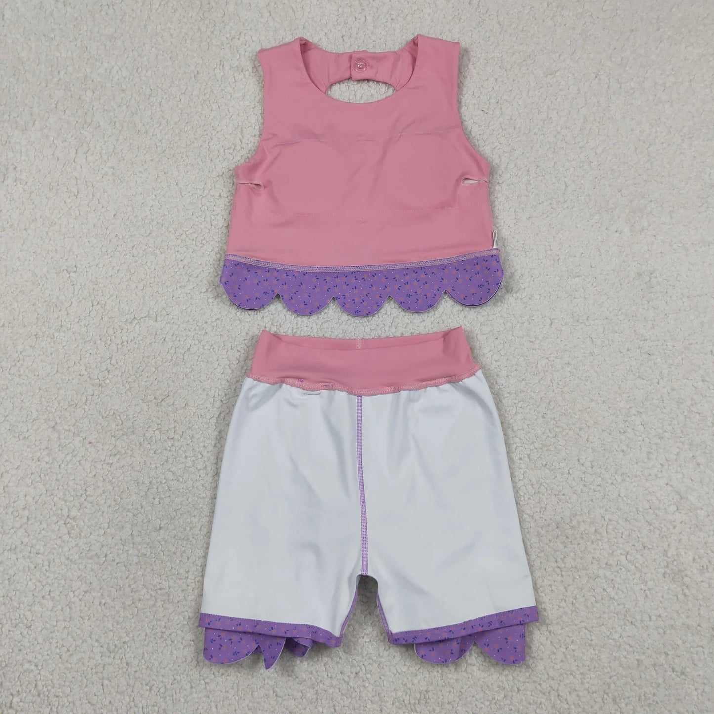 Sibling Baby Girls Kids Sleeveless Tops Bows Skirt Shorts Yoga Clothes Sets RTS
