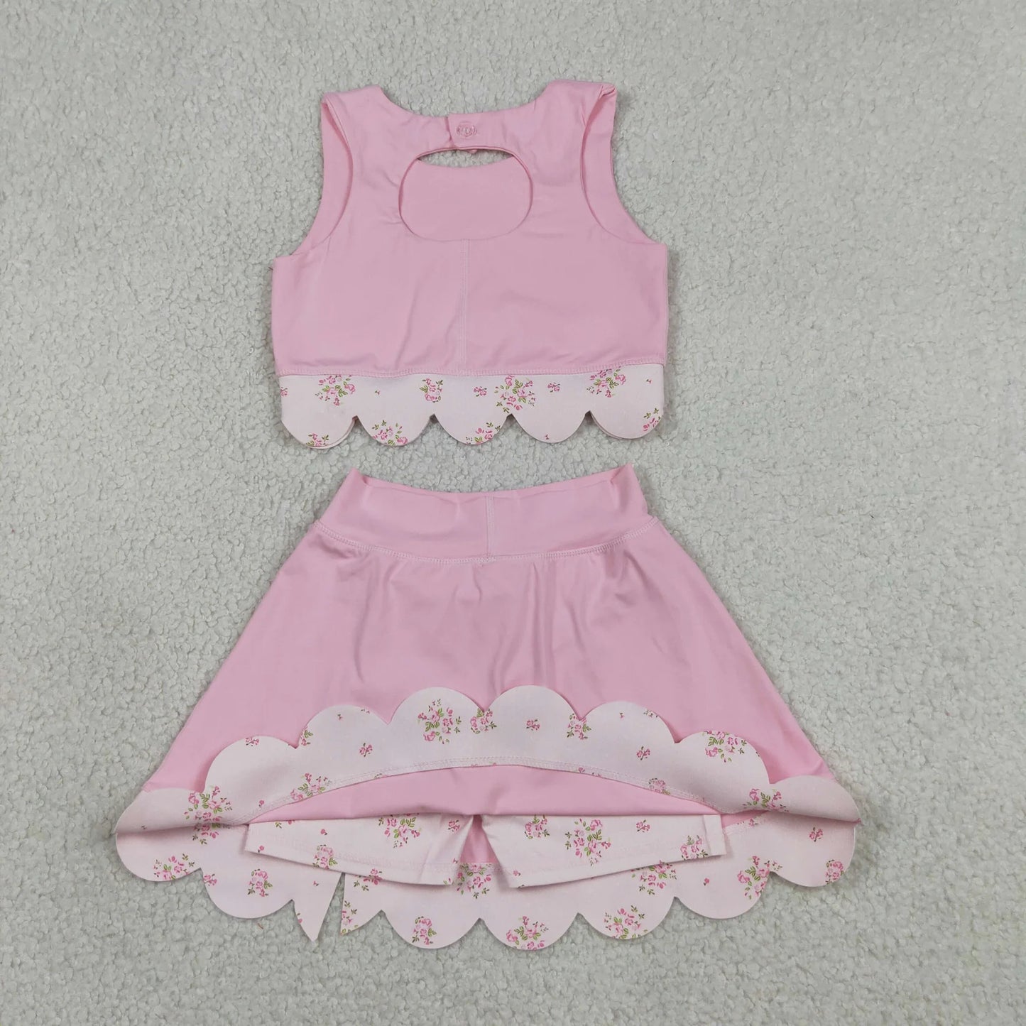 Sibling Baby Girls Kids Sleeveless Tops Bows Skirt Shorts Yoga Clothes Sets RTS