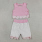 Sibling Baby Girls Kids Sleeveless Tops Bows Skirt Shorts Yoga Clothes Sets RTS
