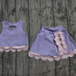 ( No moq ) Preorder Baby Girls Purple Sleeveless Tops Bows Skirt Shorts Yoga Clothes Set