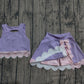 ( No moq ) Preorder Baby Girls Purple Sleeveless Tops Bows Skirt Shorts Yoga Clothes Set