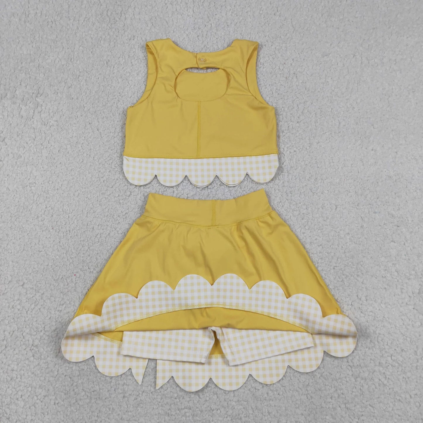 Sibling Baby Girls Kids Sleeveless Tops Bows Skirt Shorts Yoga Clothes Sets RTS