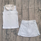 Baby Girls Sleeveless Blue Plaid Buttons Tops Skirt Shorts Yoga Clothes Set RTS