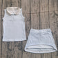Baby Girls Sleeveless Blue Plaid Buttons Tops Skirt Shorts Yoga Clothes Set RTS