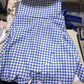 Baby Girls Blue Checked Bow Ruffle Yoga Active Shorts Knee Length Scallop Dress RTS