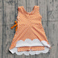 Baby Girls Orange Checked Bow Ruffle Yoga Active Shorts Knee Length Scallop Dress RTS