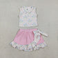 Sibling Baby Girls Bows Buttons Tops Ruffle Pink Skirts Shorts Yoga Active Clothes Sets RTS
