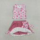 Sibling Baby Girls Bows Flower Buttons Tops Ruffle Pink Skirts Shorts Yoga Active Clothes Sets RTS