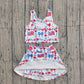 Baby Girls Flags Bows Flowers Tops Skirt Shorts 4th of July Set Yoga Clothes RTS