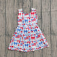 Baby Girls Kids Flags Bows Flowers 4th of July Shorts Knee Length Yoga Dress RTS