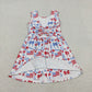 Sibling Baby Girls Kids Sleeveless Flags Bows Flower Shorts Dress Set 4th of July Clothes RTS