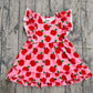 Baby Girls Short Sleeves Apple Back to School Ruffle Knee Length Dress RTS