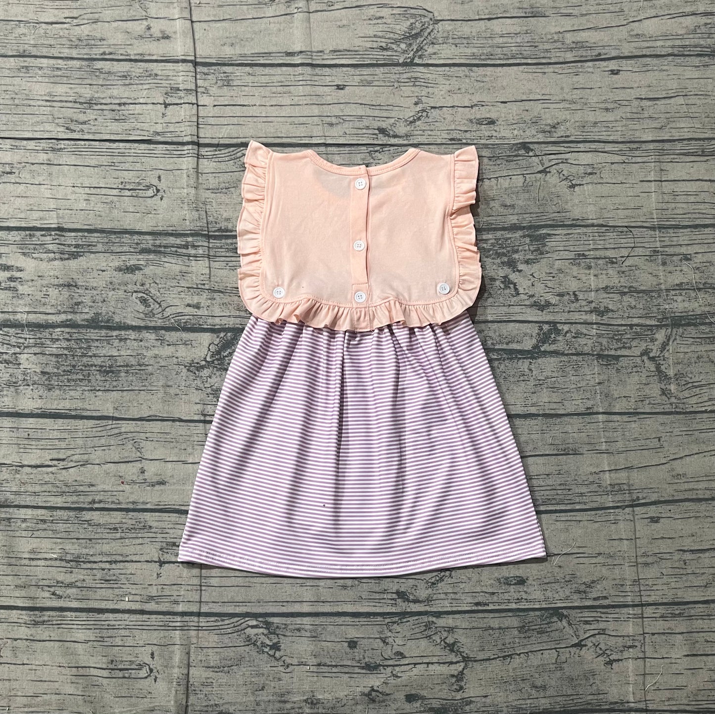 Baby Girls Kids Purple Stripes Ruffle Summer Knee Length Dress RTS