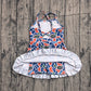 ( No moq ) Preorder Baby Girls Kids Straps Blue Orange Camo Print Team Yoga Ruffle Knee Length Dress
