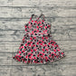 ( No moq ) Preorder Baby Girls Kids Straps Dogs Camo Print Team Yoga Ruffle Knee Length Dress
