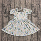 Baby Girls Kids Short Sleeves Flower Knee Length Dress Summer Clothes RTS