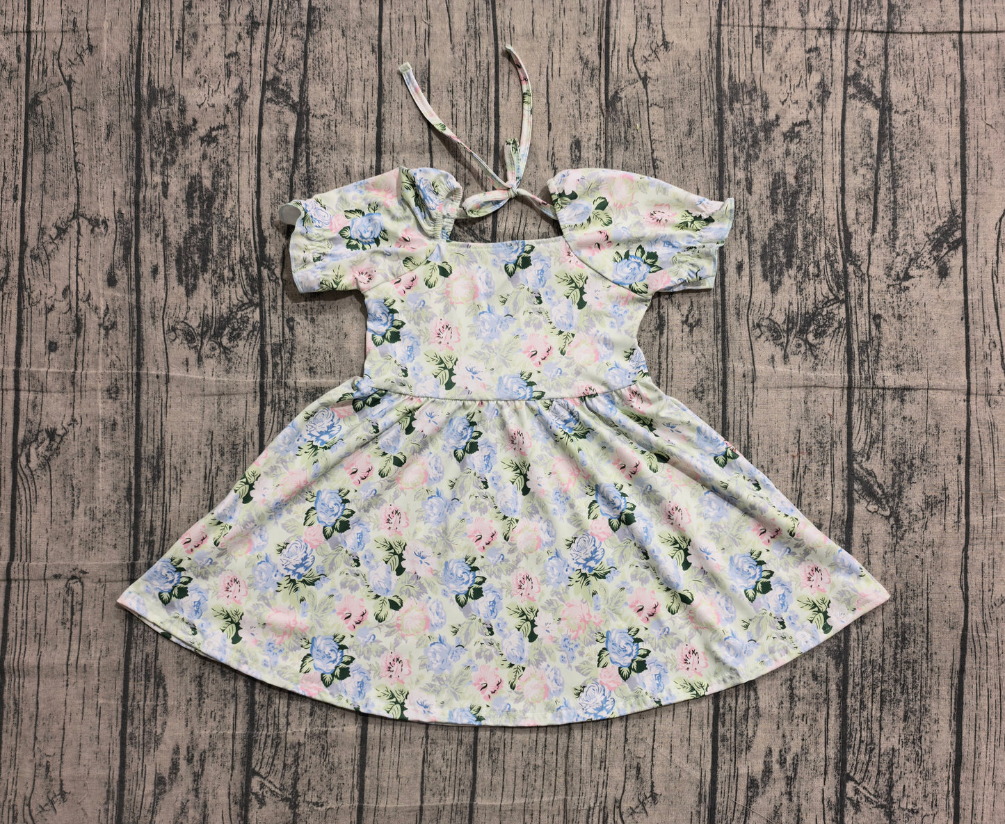 Baby Girls Kids Short Sleeves Flower Knee Length Dress Summer Clothes RTS