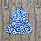 Baby Girls Kids Straps Blue Leopard Team Yoga Active Shorts Knee Length Dress RTS