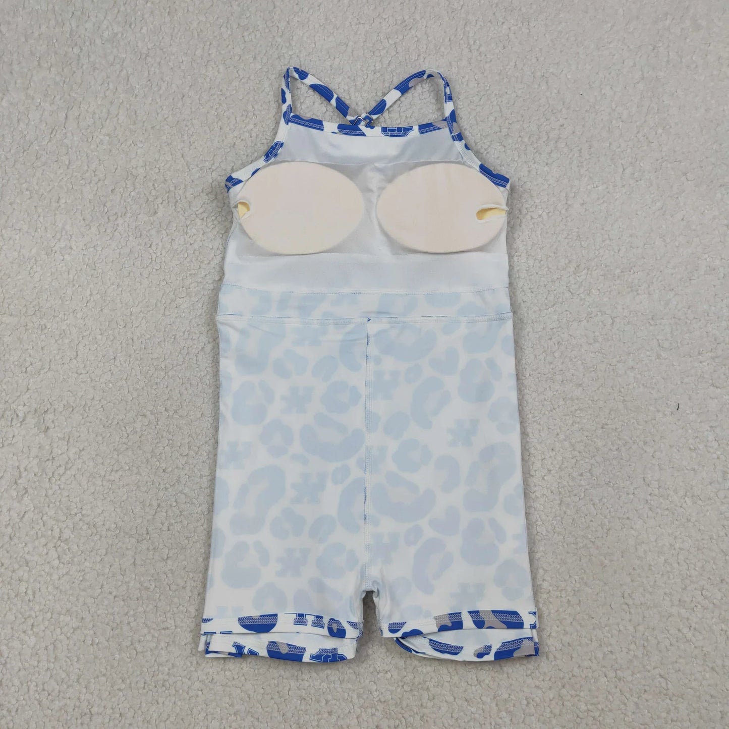 Sibling Baby Girls Adult Women Blue Leopard Team Yoga Active Ruffle Shorts Dress RTS