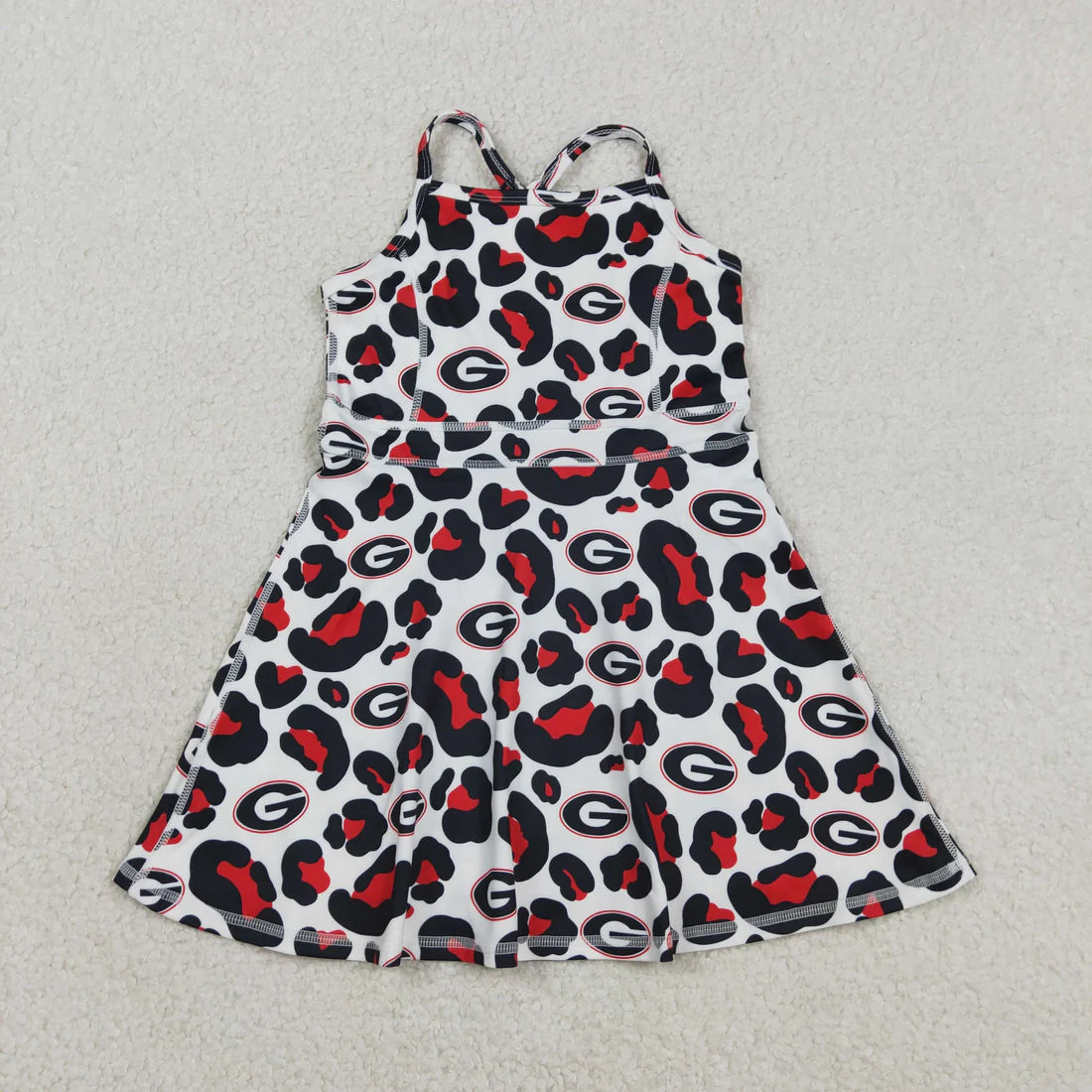 Sibling Baby Girl Kids Sleeveless Leopard Team Knee Length Yoga Active Dresses RTS