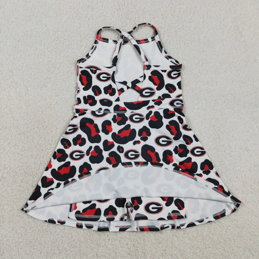 Sibling Baby Girls Adult Women G Leopard Team Yoga Active Ruffle Shorts Dress RTS