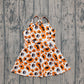 Baby Girls Kids Straps Orange Leopard Dogs Team Yoga Active Shorts Knee Length Dress RTS